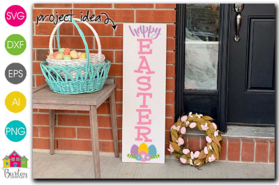 Happy Easter Porch Sign | Vertical Easter Sign SVG