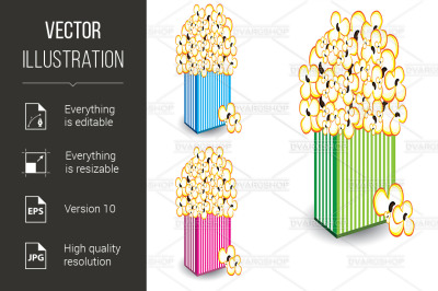 Popcorn in multi-colored striped