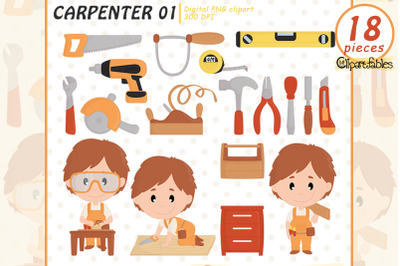 CARPENTER clipart, Carpentry clip art set