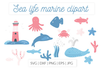 Sea life nautical marine  SVG kids clipart