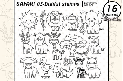 SAFARI FRIENDS, Jungle animals - Digital stamps