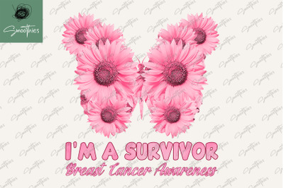 Pink Butterfly Heart I&#039;m A Survivor Svg