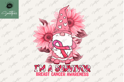 Breast Cancer Survivor Pink Ribbon Gnome