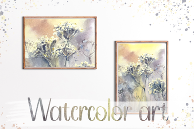 Watercolor Dry Flowers Print