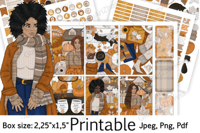 African American Autumn Vibes Printable Stickers 2&2C;25&amp;quot;x1&2C;5&amp;quot;