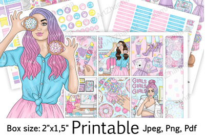 Sweet Girl Printable Stickers 2&amp;quot;x1&2C;5&amp;quot;