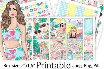 Summer Printable Stickers 2&amp;quot;x1&2C;5&amp;quot;