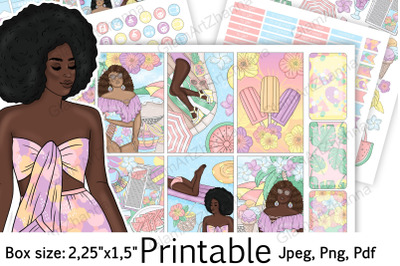 African American Pastel Summer Printable Stickers 2&2C;25&amp;quot;x1&2C;5&amp;quot;