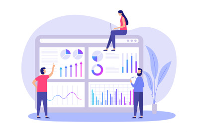 Market forecast, people analysing info chart and diagrams