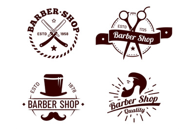 Vintage barber badges set for fashion hairstyle