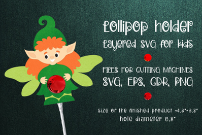 Forest Elf Girl Lollipop Holder Template