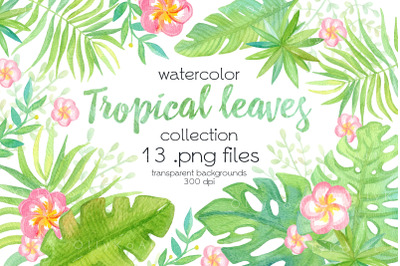 Watercolor Tropical Leaves Clipart