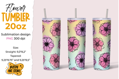 Anemone Flowers tumbler 20 oz sublimation design