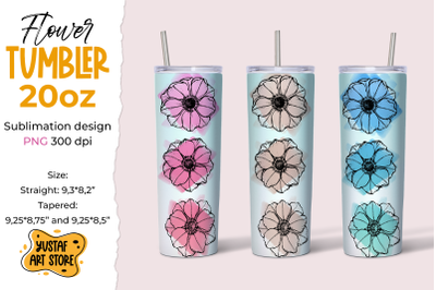 Anemone Flowers tumbler 20 oz sublimation design 3 colors