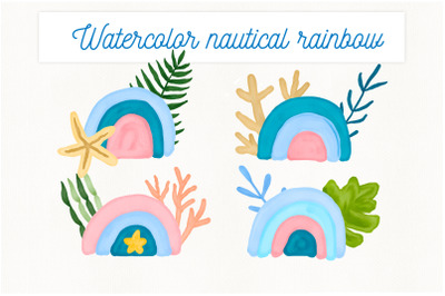 Watercolor marine tropical rainbows clipart