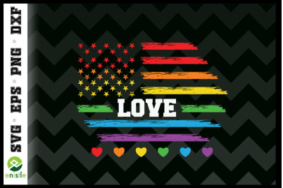 LOVE Rainbow American Flag LGBTQ Pride