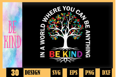 BE KIND puzzle pieces tree