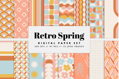 Retro Spring Digital Paper Set