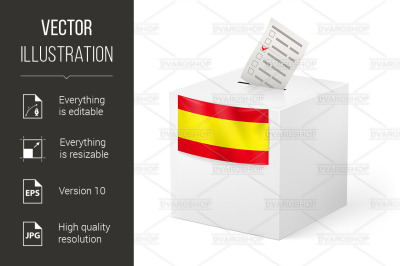 Ballot box with voicing paper. Spain.