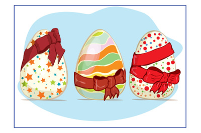 Easter egg with a red bow for the holiday of Holy Easter