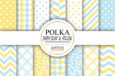 Polka Baby Blue And Yellow Digital Paper - T0822