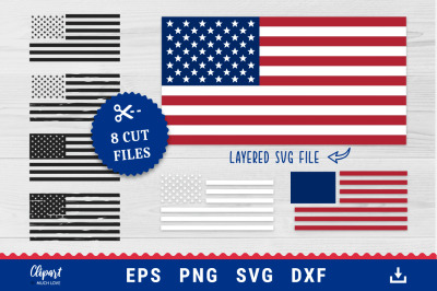American Flag SVG, American flag decal, USA flag svg, dxf