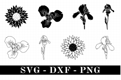 Flowers svg bundle with sunflower svg, dxf, png