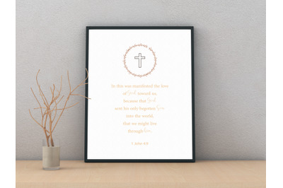 Easter bible verse, 1 John 4:9, Easter wall decor, Easter wall gift