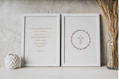 1 John 4:9 printable, Set of 2 prints, Easter poster, Easter decor