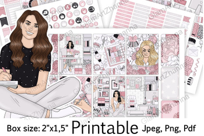 Planner Girl Printable Stickers 2&quot;x1,5&quot;