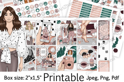 Stylish Girl Printable Stickers 2&amp;quot;x1&2C;5