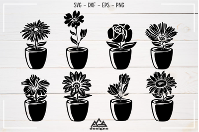 Cute Potted Flowers Svg Design
