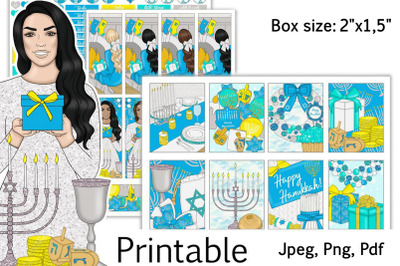 Hanukkah Printable Stickers 2&quot;x1,5&quot;