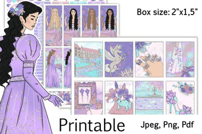 Spring Fairy Tale Printable Stickers 2&quot;x1,5&quot;