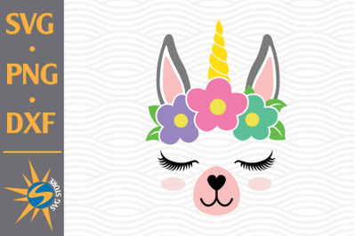 Llama Face Unicorn SVG&2C; PNG&2C; DXF Digital Files Include