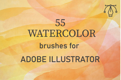 55 Watercolor Brushes for Adobe Illustrator - Hand drawn rough and sof