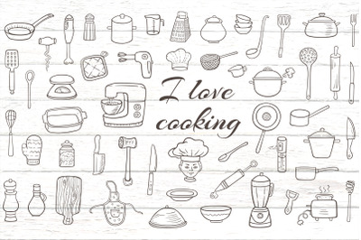 Cooking and Tableware Doodles.