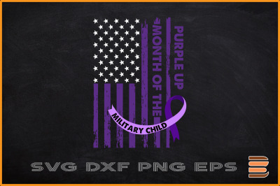 Purple Up Military Child Month USA Flag