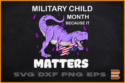 Military Child Month Purple Up Dinosaur