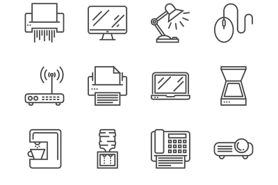 Office devices icons set