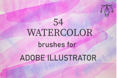 54 Watercolor Brushes for Adobe Illustrator - Hand drawn rough and sof