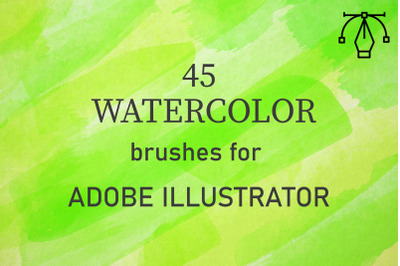 45 Watercolor Brushes for Adobe Illustrator - Hand drawn rough and sof