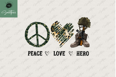 Peace Love Hero Veteran Dad