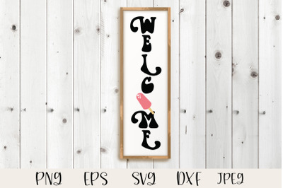 Welcome summer porch sign svg, groovy summer cut file