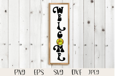 Welcome softball porch sign svg, groovy sports cut file