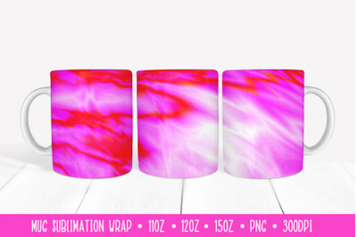 Hot Pink Mug Sublimation Design. Neon Mug Wrap