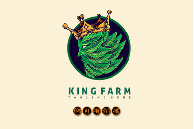 Crown king leaf logo mascot Illustration