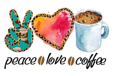 Retro Peace Love Coffee Sublimation