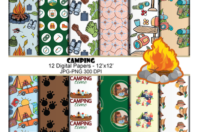 Camping Digital Papers Pattern Png