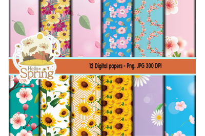 Hello Spring Digital Papers Png